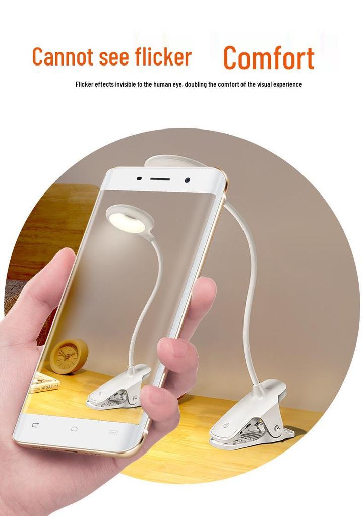 Kuailingtong LED Clip Desk Lamp - New Chinese Style, USB Charging, Dual-use, Eye Protection for Children's Room.