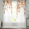 Flower Watercolor Leaf Bud Window Curtains For Living Room Bedroom Kitchen Chiffon Sheer Window Treatment