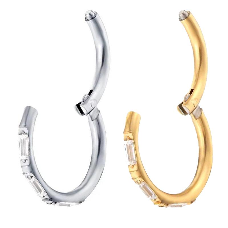 ASTM F136 Titanium Earrings High Quality Zircon Hight Segment Nose Rings Open Small Septum Piercing Helix Lobe Body Piercing 16G