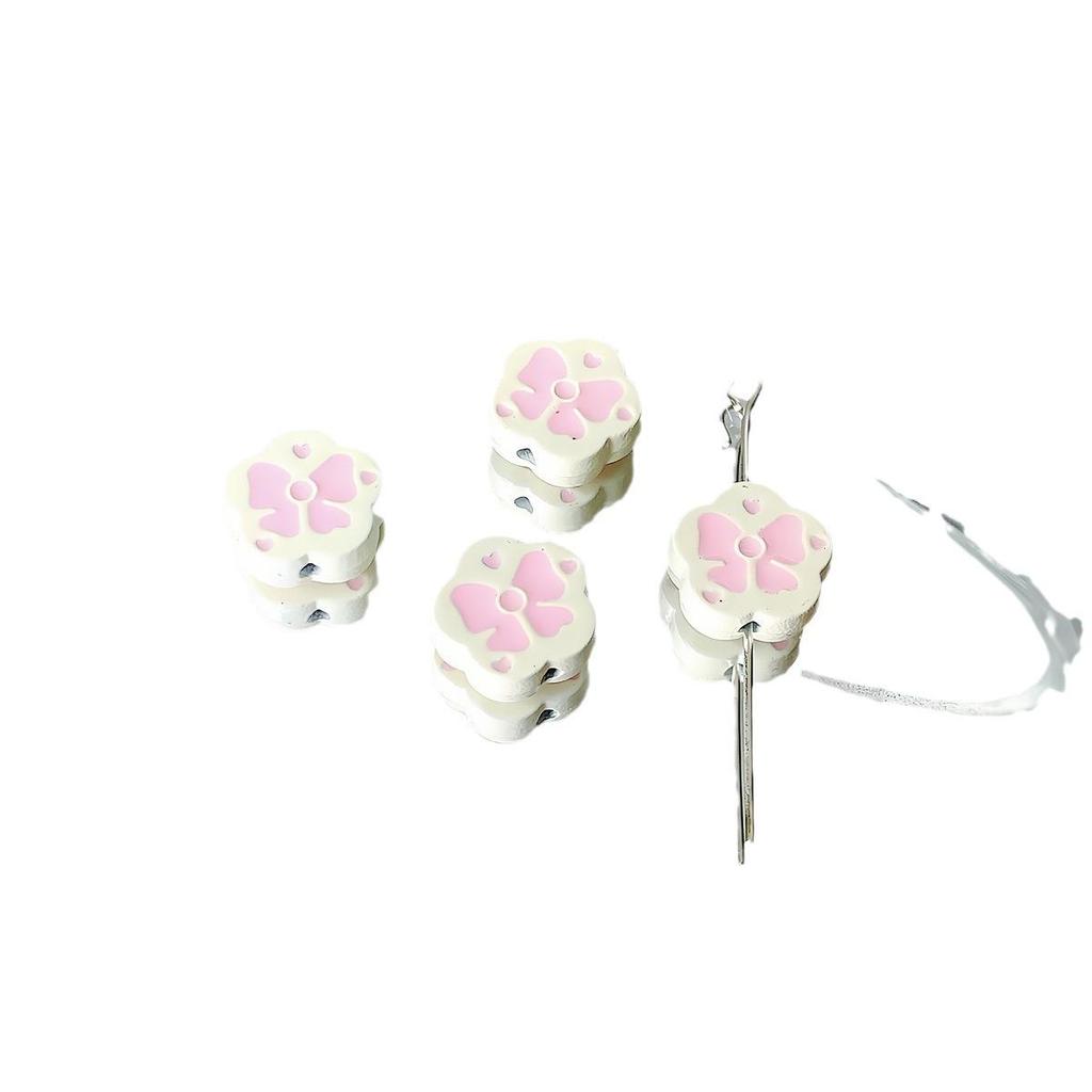 Macaron Alloy Beaded Bow & Cherry Blossom Milk Tea Cup Phone Charm Lanyard