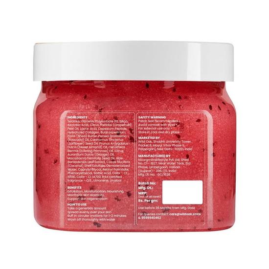 WildOak Watermelon Sugar Body Scrub | 300g | Kojic Acid, Hyaluronic Acid, Ceramides, Collagen & Peptides | Hydrates & Exfoliates