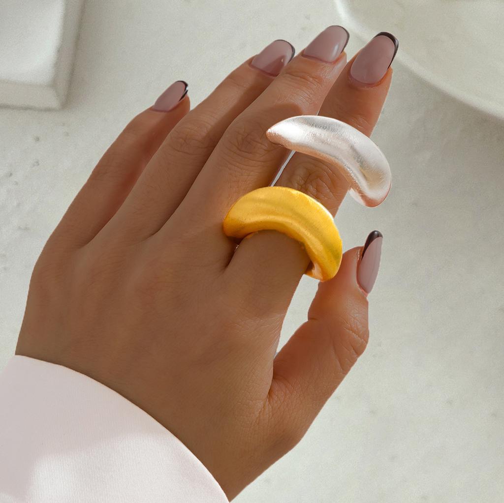 Jewelry ins wind exaggerated curved curved ring, simple brushed niche open ring jewelry