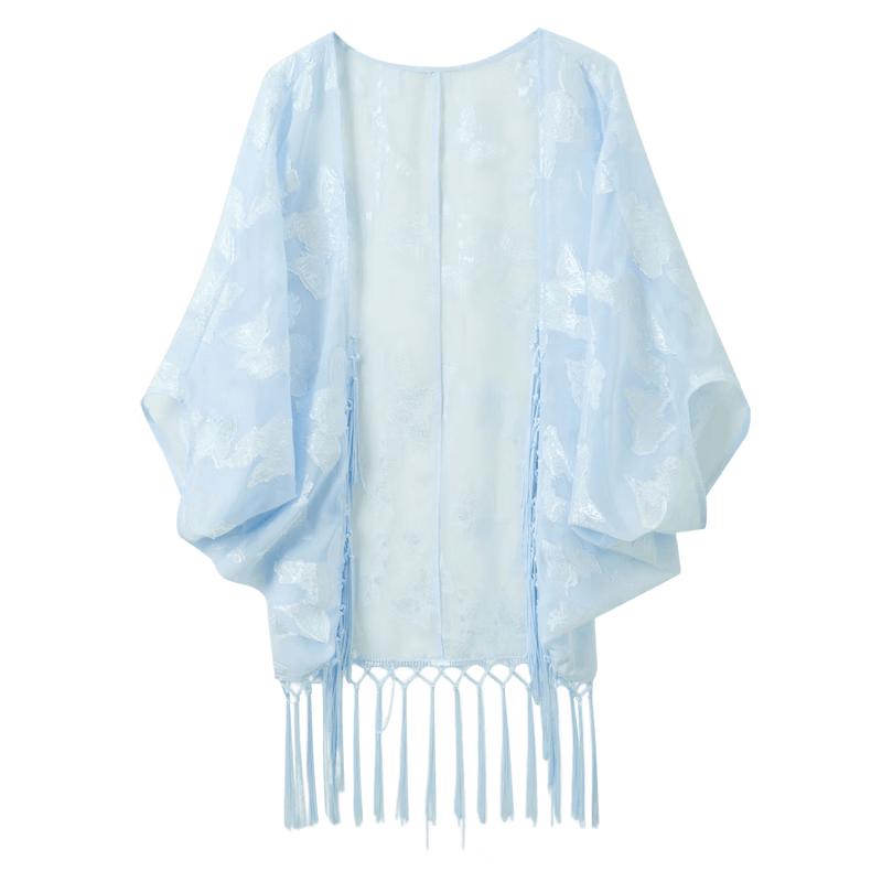 New Chinese Style Butterfly Tassel Chiffon Shawl One Size