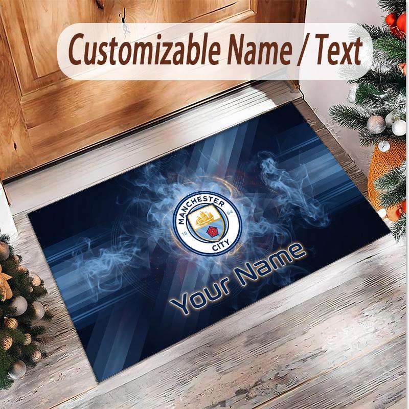 Personalized Crystal Velvet Carpet Manchester City Pattern Non Slip Floor Rug