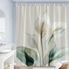 1 Elegant Calla Lily Shower Curtain - Semi-sheer Floral Pattern with White Lilies, Green Leaves and Light Stems Polyester Fabric