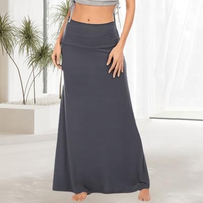 Yousheng Women Skirt High-Waist Hip Wrapped Maxi Skirt Solid Color Ankle Length Skirt Home Casual Evening Vacation Skirt