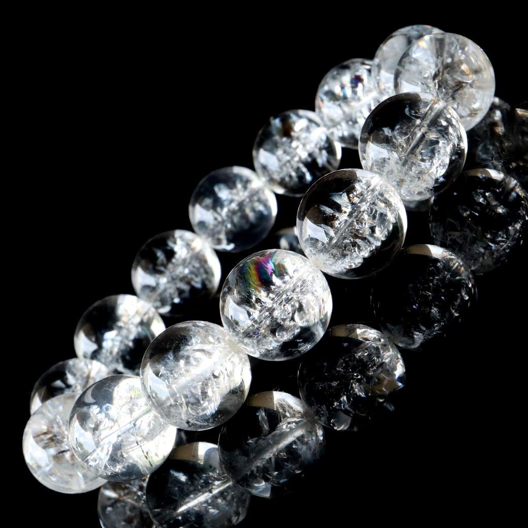 

Iris Quartz Artificial Crack Rainbow Crystal Bracelet 16mm Natural Stone [GOLD STONE]