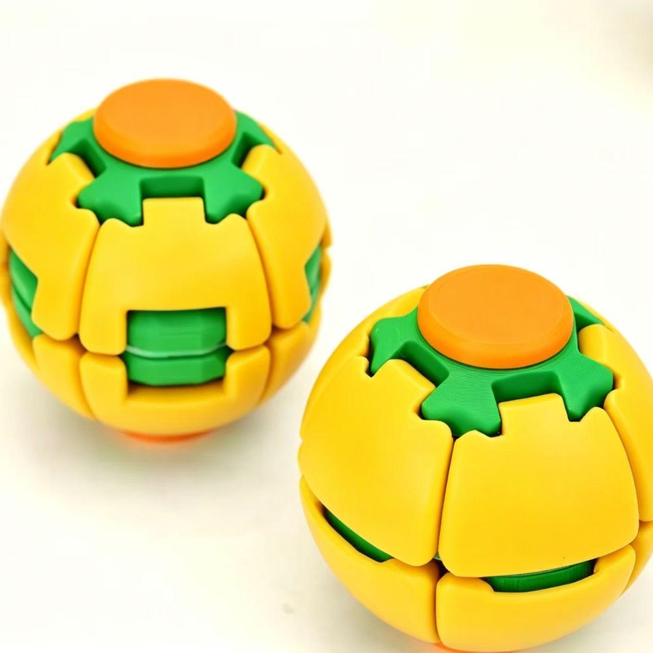 3D Printed Press Rotate Fidget Ball Portable Hand Stress Relief Toy Anti-Anxiety Sensory Toy Random Color Gift for Kids Adults
