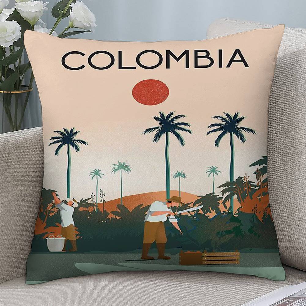 Vintage Colombia Style Pillow Case Short Plush Double-sided Print Square Throw Pillow Covers Sofa Home Cushion Decor