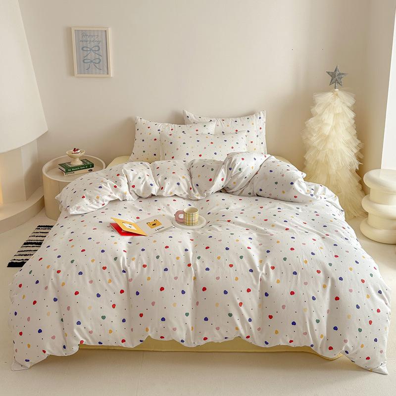Pastoral Style Class A Maternal Infant Grade Cotton Double-Layer Yarn 4-Pcs Set Dormitory Cotton 3-Pcs Set Bed Sheet Quilt Cover Bedding
