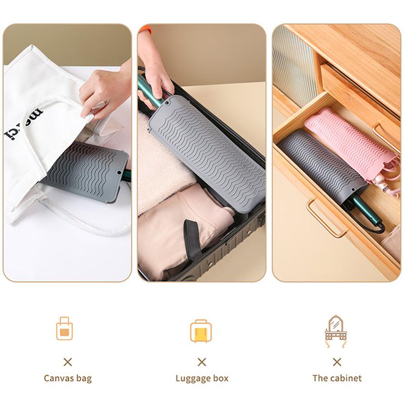 Heatheat Resistant Silicone Mat Pouch For Flat Iron, Curler Wand, Hot Waver, Salon Tools Appliances, Portable Styling Heat Mat