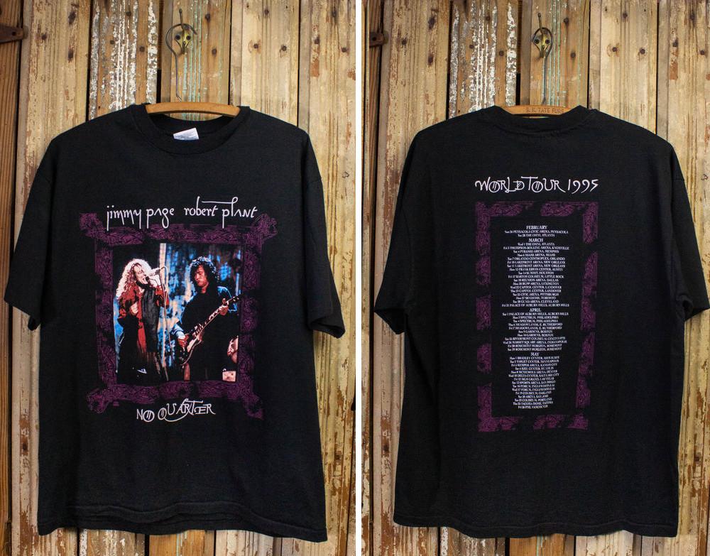 Винтажная черная унисекс футболка Jimmy Page & Robert Plant No Quarter Concert 1995 XXXXL
