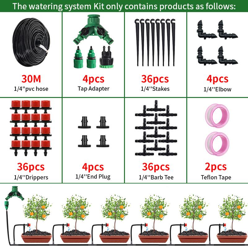 10M-30M Drip Irrigation System 4/7mm Automatic Watering Hose Set Device Greenhouse Drippers Irrigation Water-Saveing Kit
