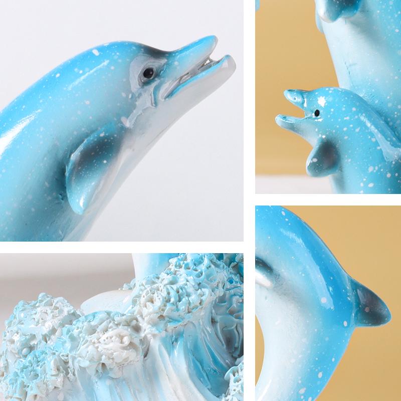 Dolphin Family Resin Statue Decorative Craft for Home, Bedroom, Living Room, Study, or Entrance Table Decor