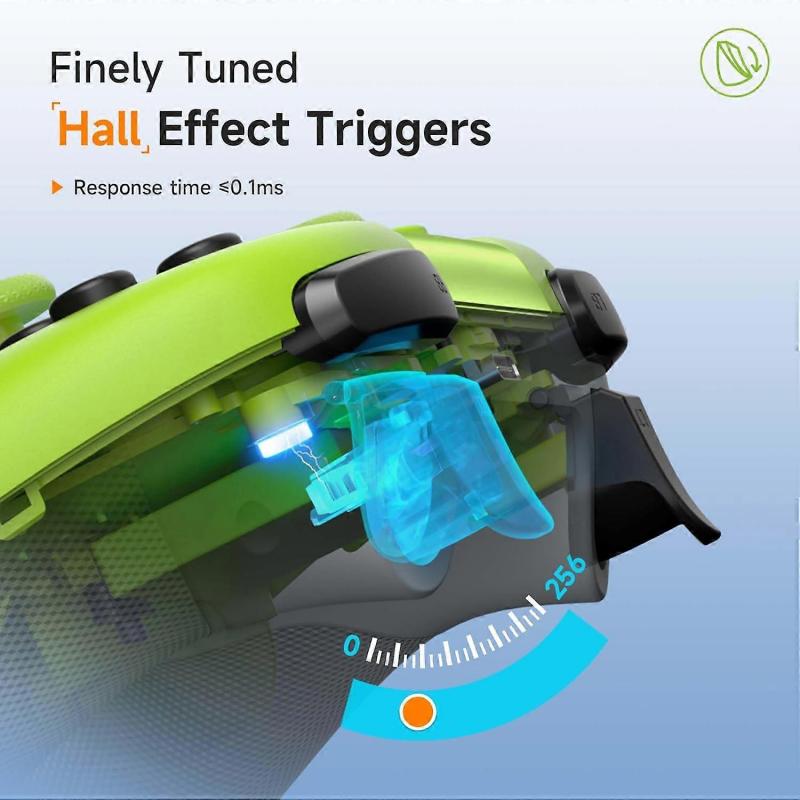 X05 Wireless Gamepad Bluetooth Gaming Controller Compatible with PC/Phone/Switch/ Steam Gamer, RGB Light, Hall Effect(Green)