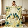 All Season Flannel Blanket with Vintage for Blue Bird Floral Print Soft Warm Throw Blanket for Couch Sofa Bedroom Office Living Room