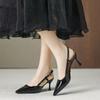 Baotou sandals women's spring new pointed fairy style temperament nude back empty one-word buckle strap stiletto high heels