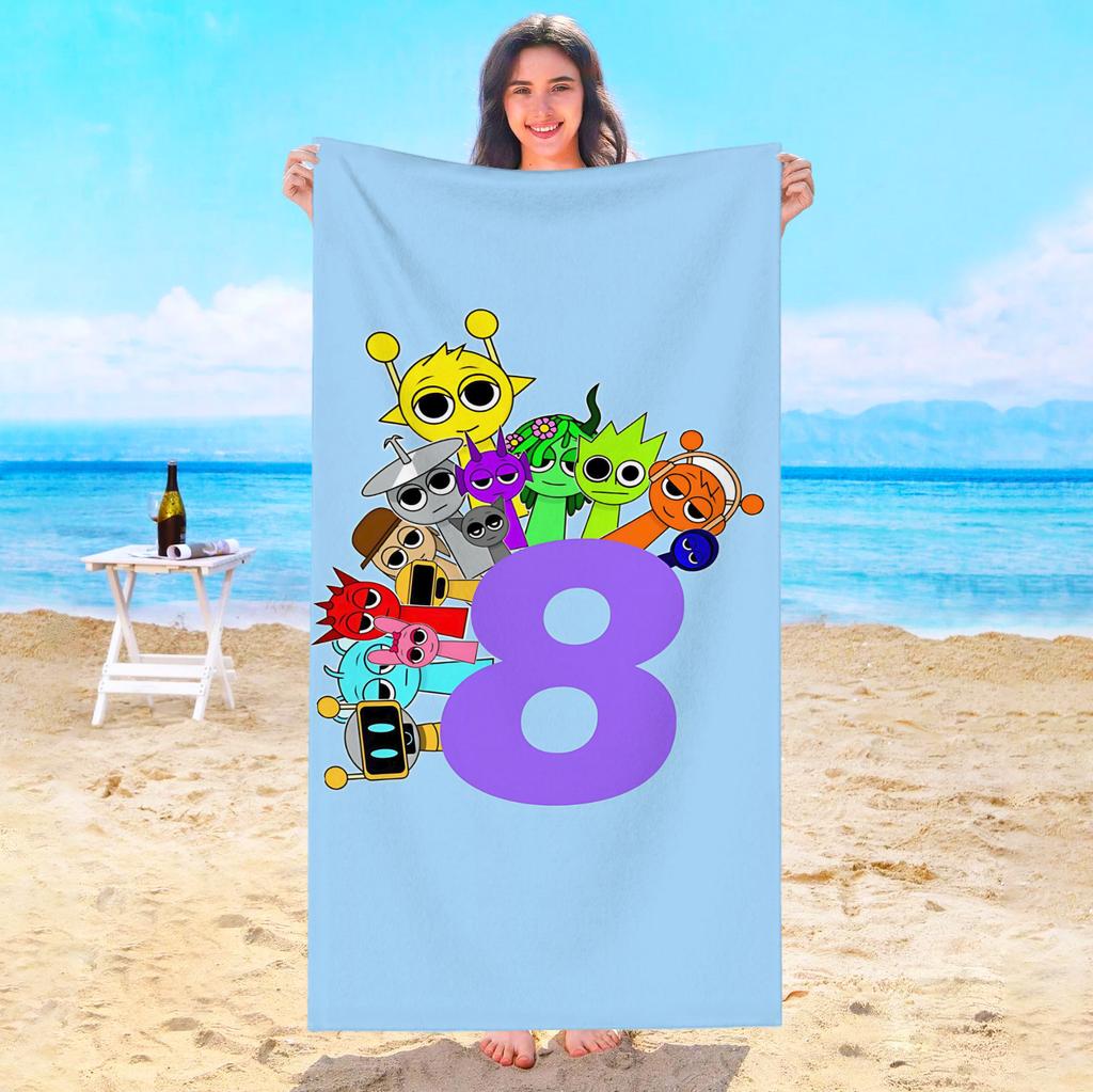 Asciugamano da Spiaggia Sprunki Asciugamani da Bagno Bambino Per Casa Viaggio Sauna Playa Piscina Spa Bagno Microfibra Asciugatura Rapida Palestra Doccia