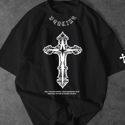 Sommer Neues Herren Rundhals Kreuz Buchstaben Druck Lässiges Kurzarm T-Shirt Herren und Damen Retro Mode