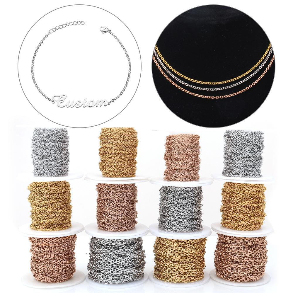 10yards/roll No Fade Stainless Steel Cross Chains O-shape Twisted Bulk Link Chains For DIY Necklace Bracelet Jewelry Accessories