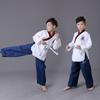 Taekwondo Poomsae Uniform Erwachsene Kinder Training Wettkampf Leistung Coaching Weißes Oberteil Blaue Rote Schwarze Hose