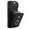 For iPhone 16 Pro Case Card Bag Leather+TPU Crossbody Phone Cover with Ring Kickstand