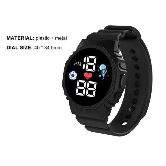 Świecący elektroniczny zegarek na rękę Exquisite Square High Accuracy LED Kids Football Digital