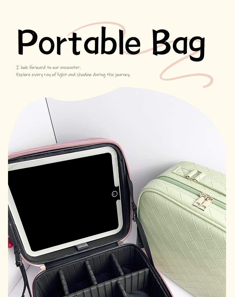 New 2025 LED Mirror Makeup Bag: Large-Capacity, Portable, Hanging Suitcase Storage for Women