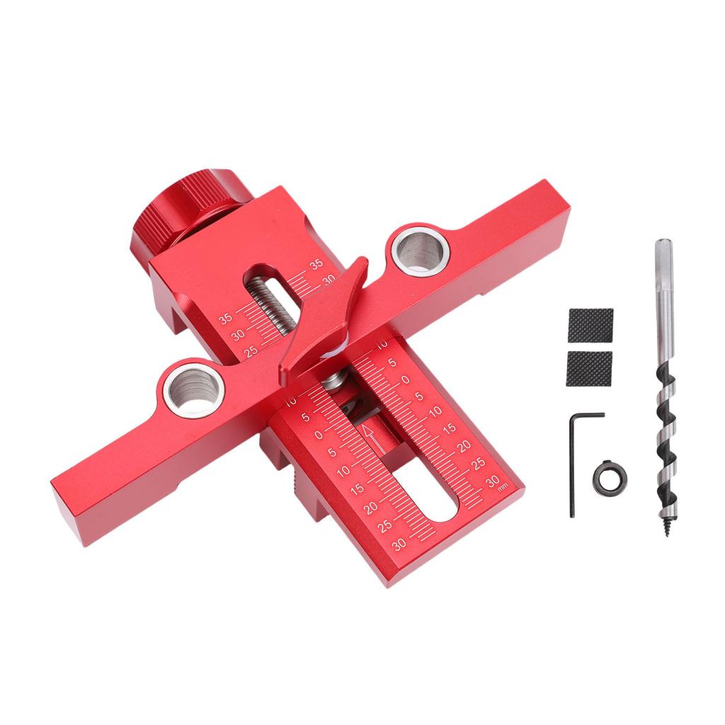 Cabinet Door Mounting Jig and Rebound Device Drill Locator 8 40mm Clamping 10mm Dual Hole Drilling Guide with Auger Bit