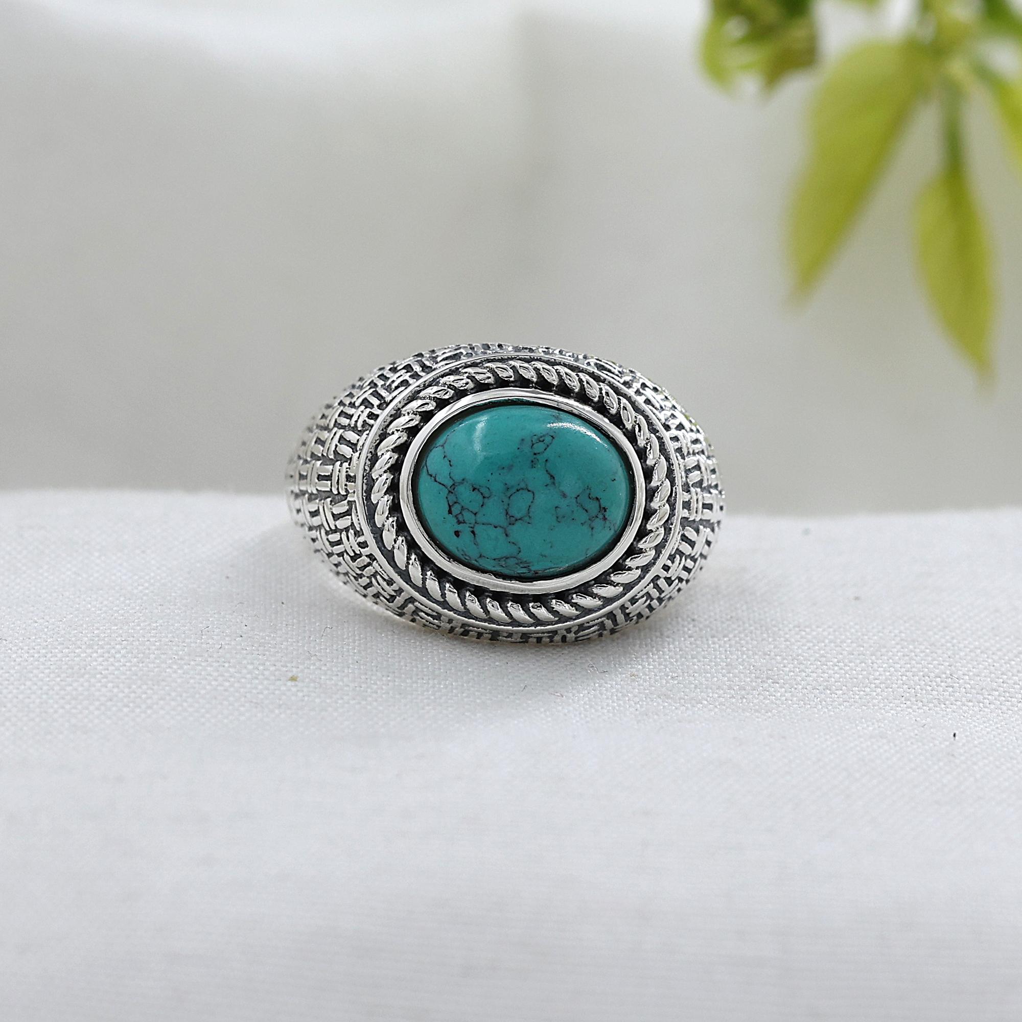 

Бирюзовое серебряное кольцо, Женские украшения, Ювелирные изделия из серебра 925 пробы ручной работы, Серебряное кольцо ручной работы Ar8924 10 синий