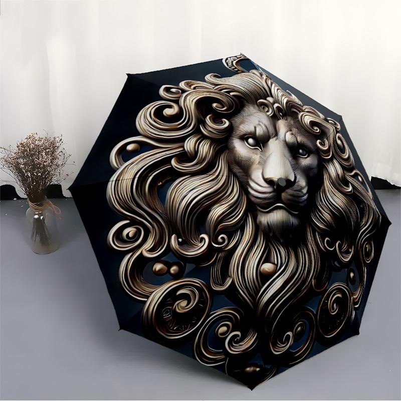1pc Lion Head Ornament Automatic Umbrella - Automatic Opening And Closing, Sturdy Iron Frame, Formal Occasions Yy251018209