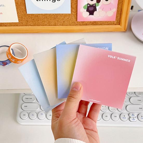 2 Pack Gradient Color Sticky Note Pads Self-adhesive Smooth Writing Scrapbooking DIY Notepad Stationery School Supplies