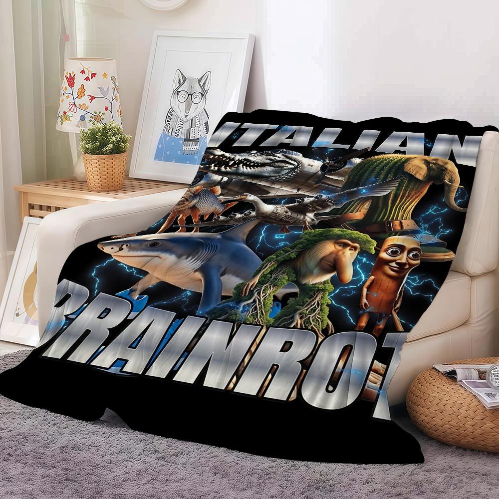 Italian Brainrot Creative Animal Blanket Soft and Skin Friendly For Couch Bed Napping Bedspread All Seasons Comforter