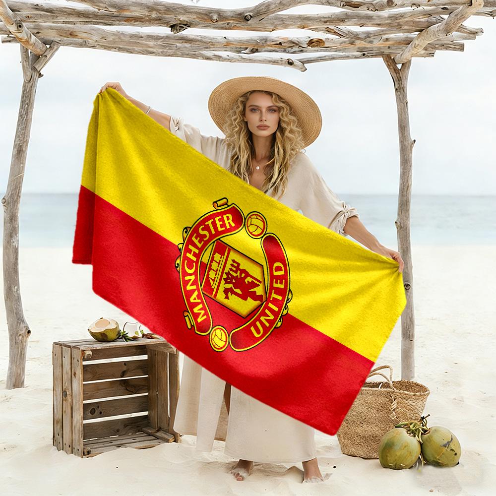 Asciugamano da Spiaggia Logo Manchester United Super Morbido Microfibra Tessuto Quickdry Confortevole Leggero Perfetto per Viaggiare Yoga Campeggio e Nuoto