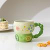 Hand-painted Relief Gourd Ceramic Cup Aesthetic Value, Breakfast Large Capacity, Cute Oatmeal Mug, Home Drinking Wate Drinkware