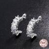 Trendy Design  Sterling Silver Post Earrings Hook for Women Clear Zircon Simple C-Shaped Stud Earring Female Gifts Jewellery
