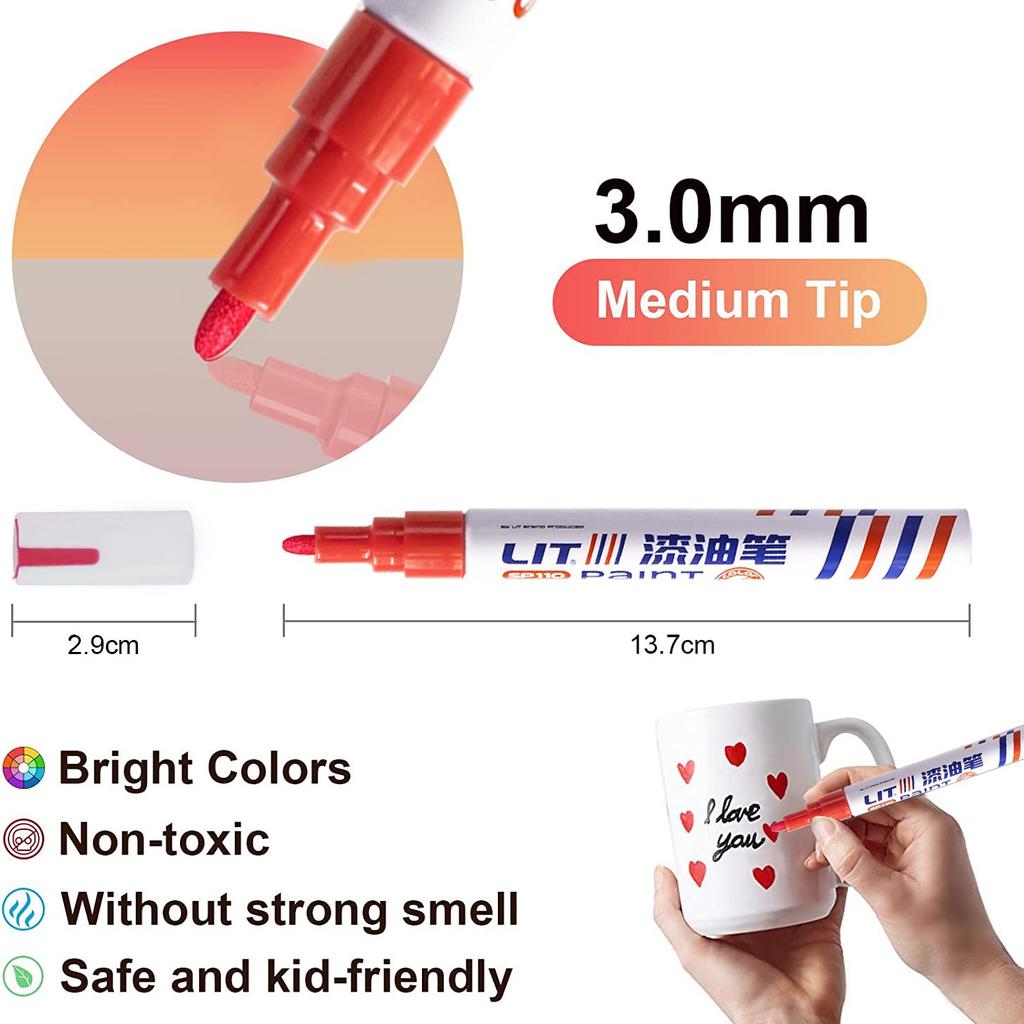 1/8/12Pcs Colored Permanent Paint Pen Colorful Tire White Markers Rubber Car Tyre Tread Markers Pens Waterproof for Metal Rocks