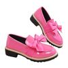 Damen Übergröße Britischer Stil Lackleder Loafers Neue Herbst Schleife Mittelhoch Blockabsatz Schuhe