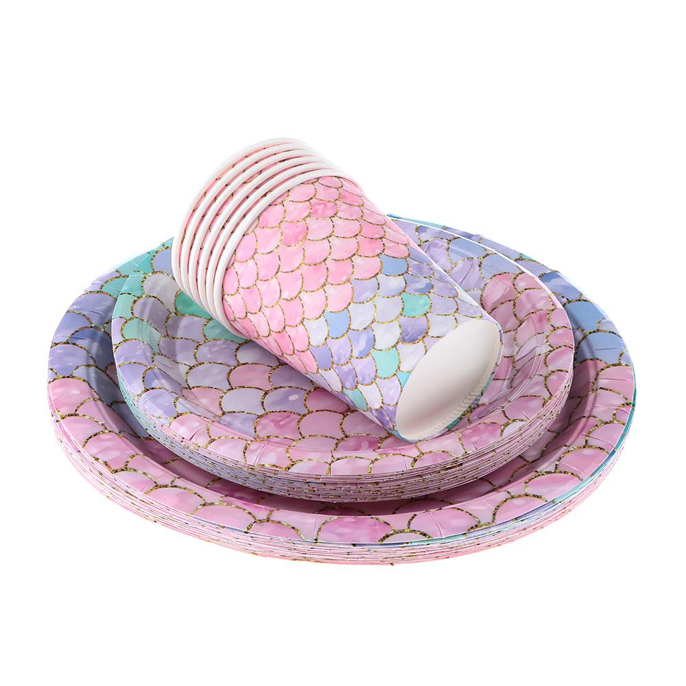 Decoration Supplies Napkin Paper Cup Paper Plate Little Mermaid Party Disposable Tableware Set