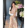 Suspender floral chiffon dress women's summer new sexy V-neck temperament slim and thin foreign A-shaped skirt