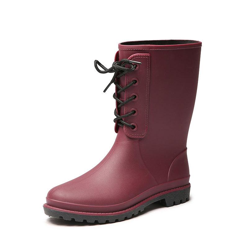 Material Medium tube rain boots women's non-slip water boots fashion rubber shoes overshoes riding boots lightweight outdoor rain shoes