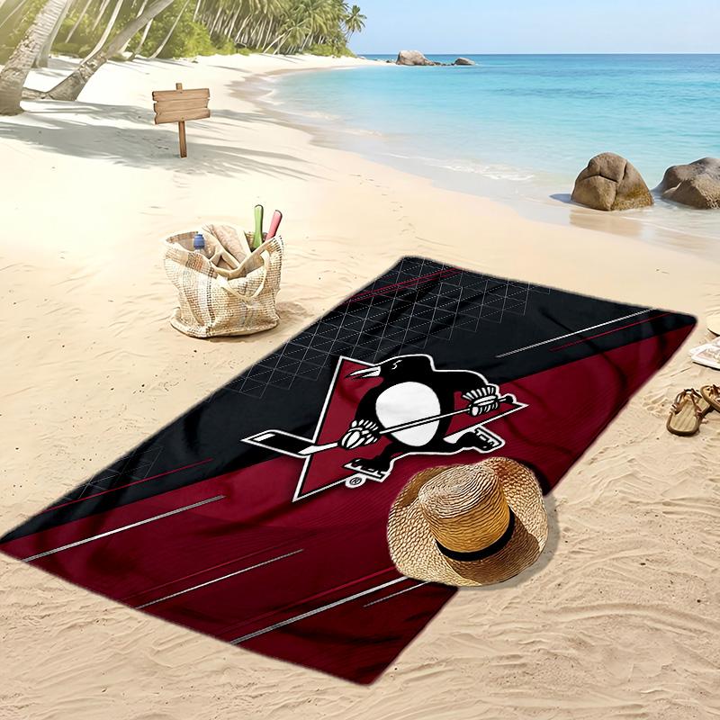 Asciugamano da Spiaggia Stampa Pittsburgh Penguins Morbido Portatile Asciugatura Rapida?Asciugamano Asciutto Per Piscina Vacanza Estiva Sport all'Aperto