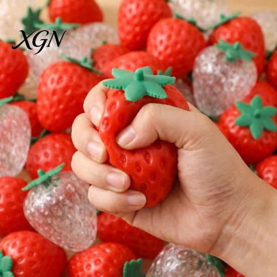 Office Desk Toy Strawberry Grape Stress Relief Toy, Realistic Fruit Squeeze Sensory Shaped Fidget Anxiety Relieving for Kids Adults