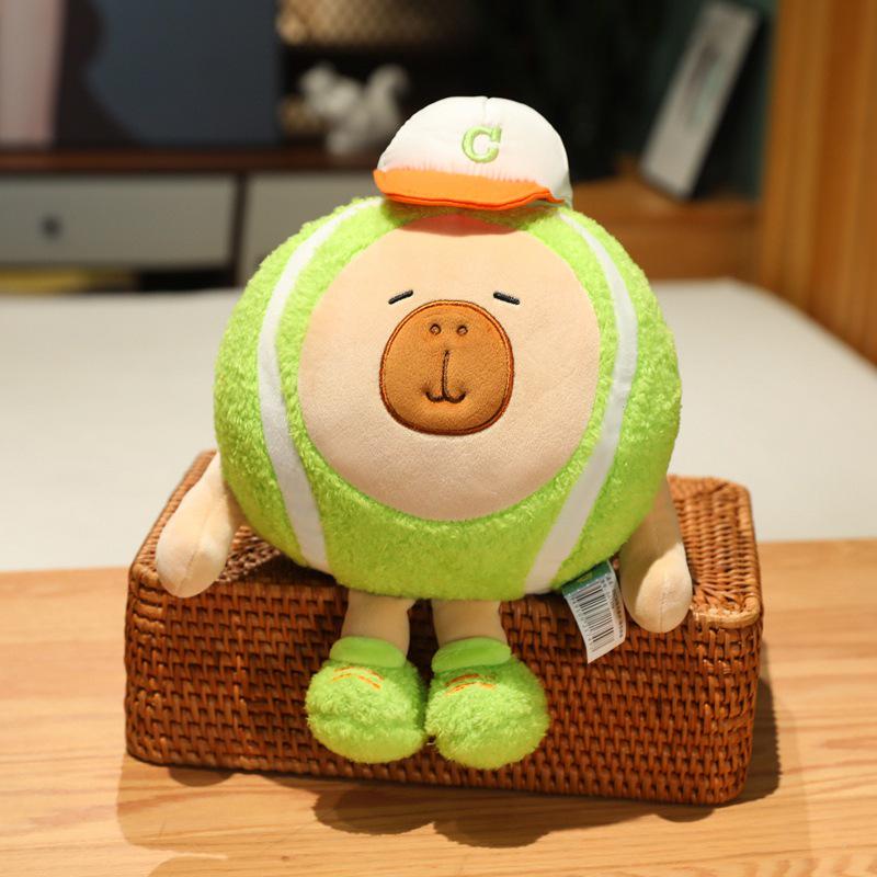 

Капибара Мультяшный Спортивный Брелок: Плюшевые игрушки «Теннис и бейсбол» – подарок для девушки 13cm keychain зелёный