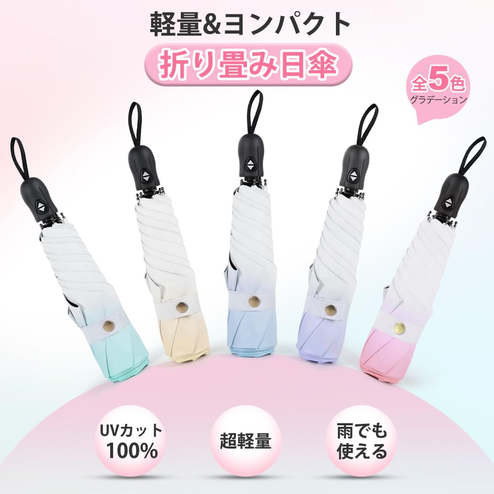Folding parasol JIS Safe automatic folding light heat folding UV folding for both sunny and rainy rainy season wind water compact and convenient to