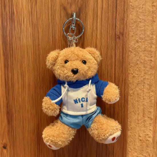 6 Inch Plush Bear Keychain Cartoon Bear Bag Charm Cute Stuffed Animal Keyring for Backpack Handbag Keys Hanging Accessories