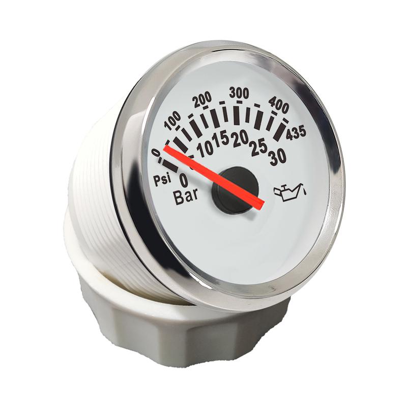ELING Newest 52mm Oil Pressure Gauge 0-30Bar 0-435Psi Signal with Red Backlight for Motorcycle Boat Truck Universal 12V 24V