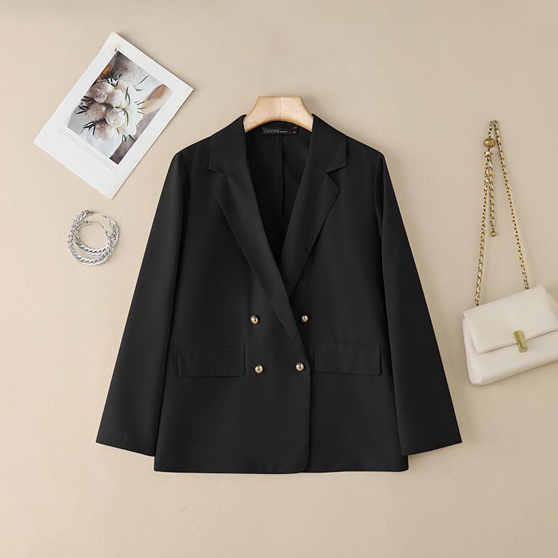 ZANZEA Женский повседневный тонкий кардиган с отложным воротником и длинным рукавом 3XL чёрный