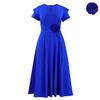 Plus Size High Waist Mid Length Big Hem Elegant A Line Women Summer Dress