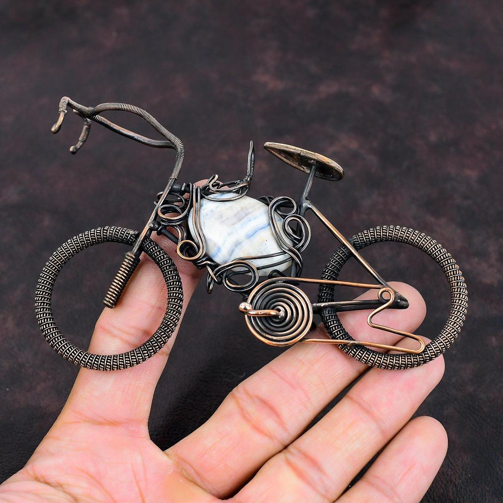 Blue Scheelite Pendant Copper Wire Wrapped Pendant Handmade Gemstone Pendant Beautiful Cycle Pendant Copper Wire Wrap Jewelry Gift For Women